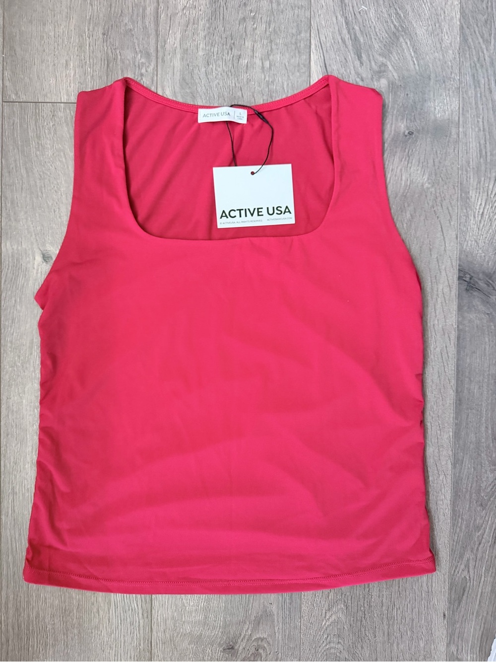 Active USA Ruby Red Square-Neck Tank Top